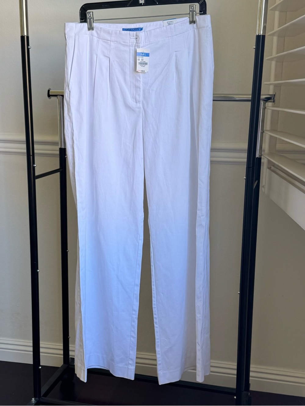 J. McLaughlin Nerissa Wide Leg Pleated Trousers White Linen Blend Pants 12 NWT